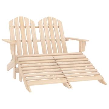 Trendy 2-Seater Adirondack Chair & Ottoman in Fir Wood