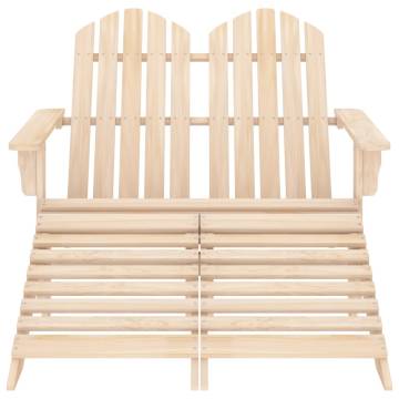 Trendy 2-Seater Adirondack Chair & Ottoman in Fir Wood