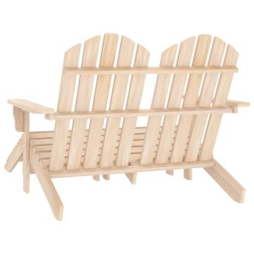 Trendy 2-Seater Adirondack Chair & Ottoman in Fir Wood