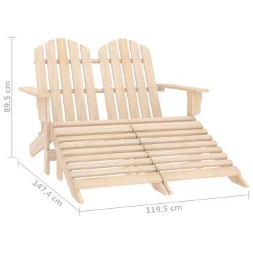 Trendy 2-Seater Adirondack Chair & Ottoman in Fir Wood