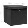 Stylish Foldable Storage Boxes with Covers - 10 pcs - Black