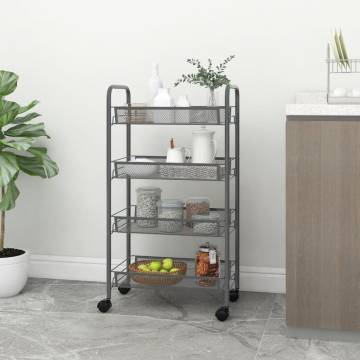 4-Tier Grey Kitchen Trolley - Organise Your Space Efficiently