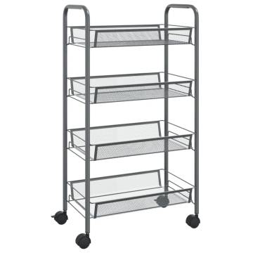 4-Tier Grey Kitchen Trolley - Organise Your Space Efficiently