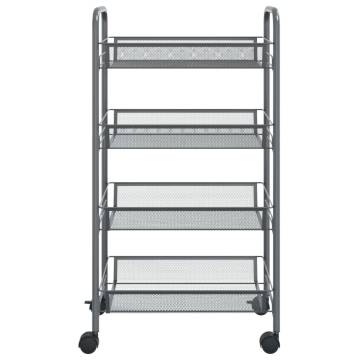 4-Tier Grey Kitchen Trolley - Organise Your Space Efficiently