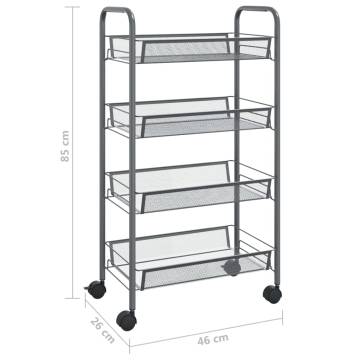 4-Tier Grey Kitchen Trolley - Organise Your Space Efficiently