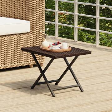 Folding Brown Table 45x35x32 cm - Poly Rattan