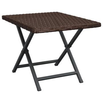 Folding Brown Table 45x35x32 cm - Poly Rattan