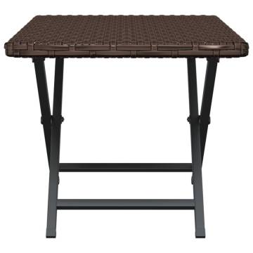 Folding Brown Table 45x35x32 cm - Poly Rattan