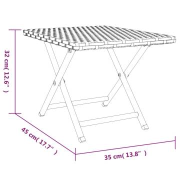 Folding Brown Table 45x35x32 cm - Poly Rattan