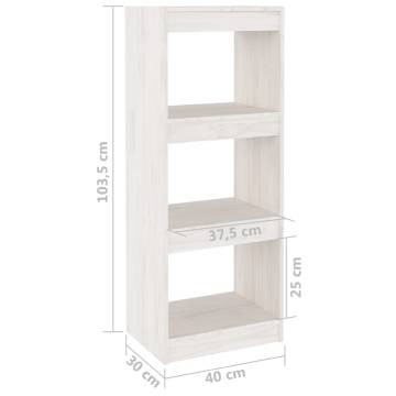 Stylish White Book Cabinet & Room Divider - 40x30x103.5 cm