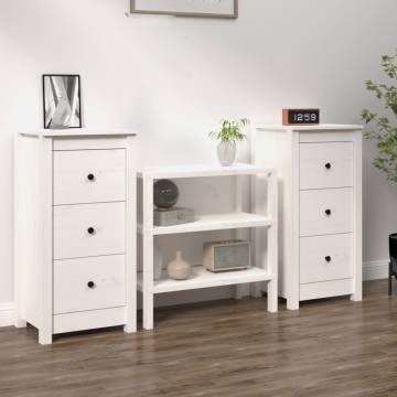 Elegant White Sideboards - 2 pcs Solid Pine 40x35x80 cm