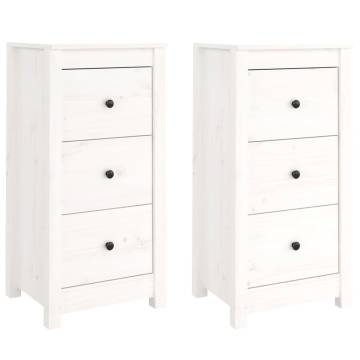 Elegant White Sideboards - 2 pcs Solid Pine 40x35x80 cm