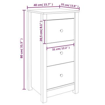 Elegant White Sideboards - 2 pcs Solid Pine 40x35x80 cm