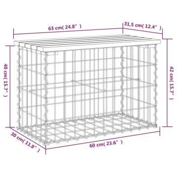 Garden Bench Gabion Design - Solid Pine 63x31.5x42 cm