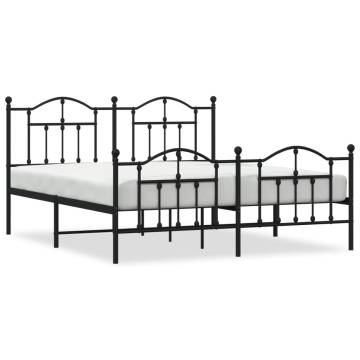 Elegant Black Metal Bed Frame with Headboard & Footboard