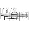 Elegant Black Metal Bed Frame with Headboard & Footboard