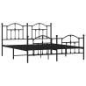 Elegant Black Metal Bed Frame with Headboard & Footboard