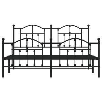 Elegant Black Metal Bed Frame with Headboard & Footboard