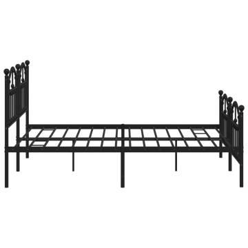 Elegant Black Metal Bed Frame with Headboard & Footboard