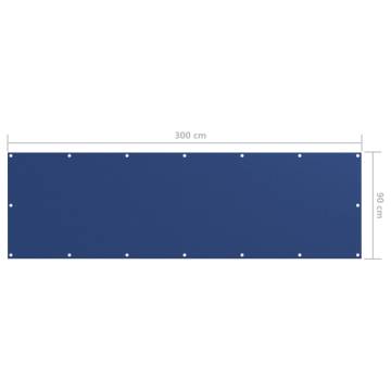 Blue Balcony Screen 90x300 cm | Waterproof Oxford Fabric