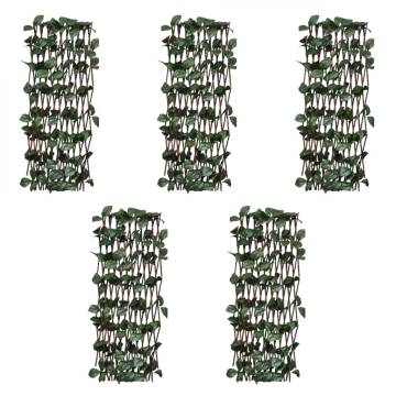 Willow Trellis Fences with Artificial Leaves - 5 pcs