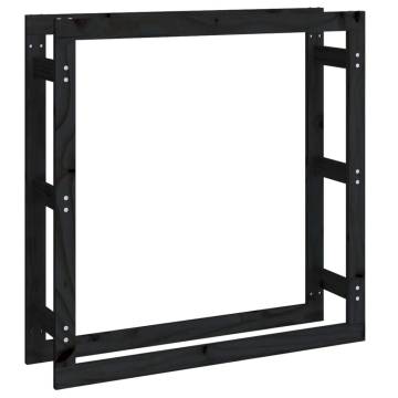 Firewood Rack Black - Solid Pine, 100x25x100 cm | HipoMarket