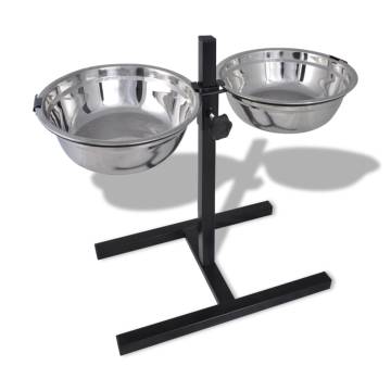 Adjustable Double Diner Pet Dog Feeding Stand with 2 Bowls