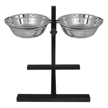 Adjustable Double Diner Pet Dog Feeding Stand with 2 Bowls