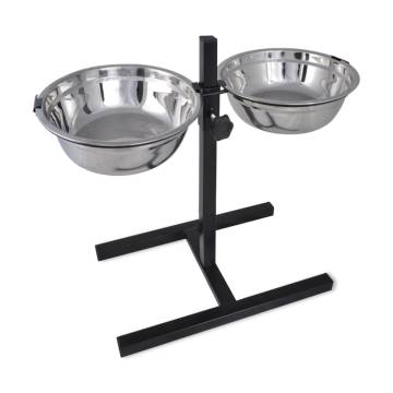 Adjustable Double Diner Pet Feeding Stand & Stainless Steel Bowls