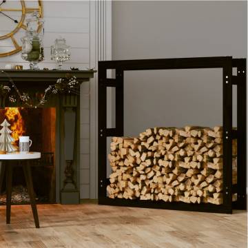 Firewood Rack Black - Solid Pine, 100x25x100 cm | HipoMarket