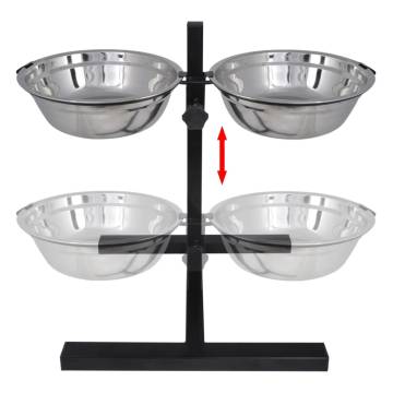 Adjustable Double Diner Pet Feeding Stand & Stainless Steel Bowls