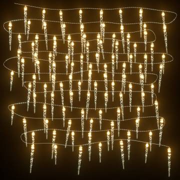 Christmas Icicle Lights - 40pcs Warm White with Remote Control