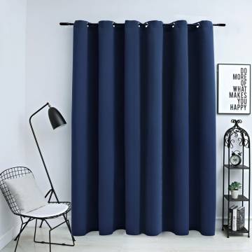 Blue Blackout Curtain with Metal Rings - 290x245 cm