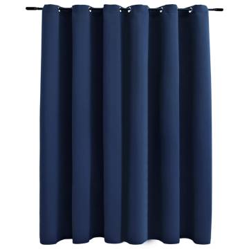 Blue Blackout Curtain with Metal Rings - 290x245 cm