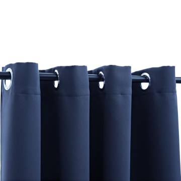 Blue Blackout Curtain with Metal Rings - 290x245 cm