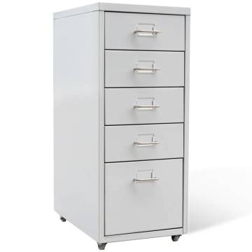 File Cabinet with 5 Drawers - Grey Steel 68.5 cm | HipoMarket