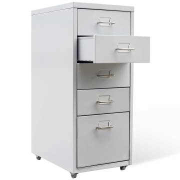 File Cabinet with 5 Drawers - Grey Steel 68.5 cm | HipoMarket