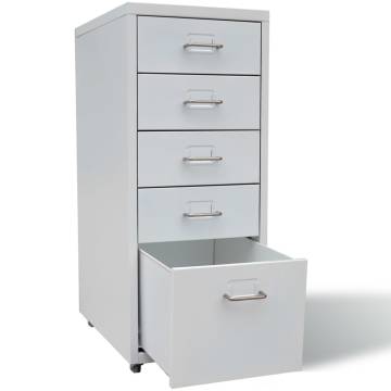 File Cabinet with 5 Drawers - Grey Steel 68.5 cm | HipoMarket