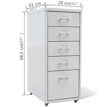 File Cabinet with 5 Drawers - Grey Steel 68.5 cm | HipoMarket