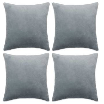 Cushion Covers 4 pcs Velour 40x40 cm Grey - Hipomarket