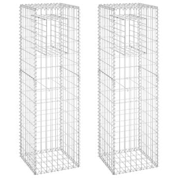 Gabion Basket Posts - 2 pcs 40x40x140 cm Iron | HipoMarket