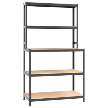 5-Layer Work Table with Shelves - Anthracite Steel & Wood