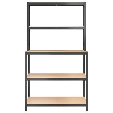 5-Layer Work Table with Shelves - Anthracite Steel & Wood