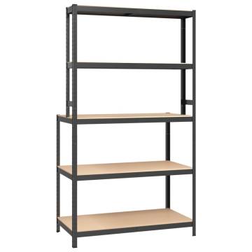 5-Layer Work Table with Shelves - Anthracite Steel & Wood