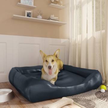 Luxurious Dark Blue Dog Bed - Faux Leather 80x68x23 cm