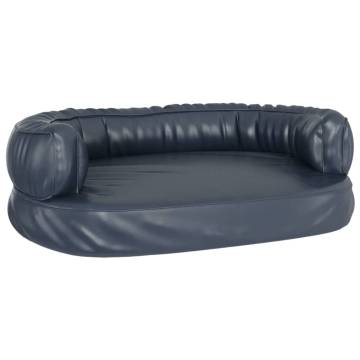 Ergonomic Foam Dog Bed - Dark Blue Faux Leather 60x42 cm