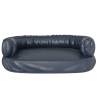 Ergonomic Foam Dog Bed - Dark Blue Faux Leather 60x42 cm