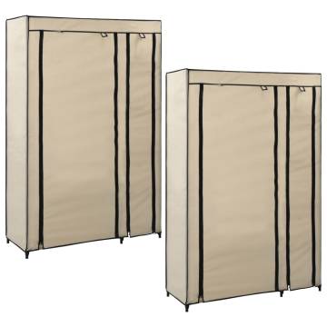 Folding Wardrobes 2 pcs Cream - Space-Saving Storage Solution