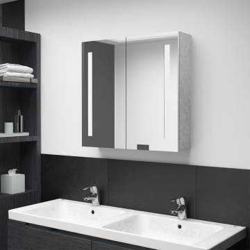 LED Bathroom Mirror Cabinet - Concrete Grey | 62x14x60 cm