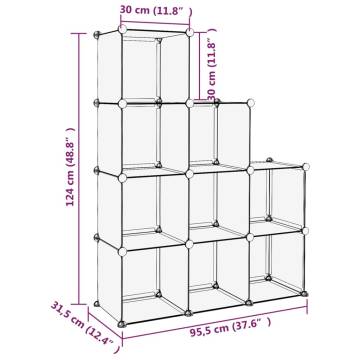 9-Cube Transparent PP Storage Cube Organiser | HipoMarket UK